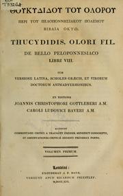 Cover of: De bello Peloponnesiaco libri VIII by Thucydides