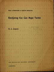 Cover of: Folk literature of South Sumatra: redjang ka-ganga texts