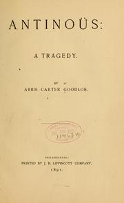 Cover of: Antinoüs: a tragedy
