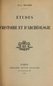 Cover of: Études d'histoire et d'archéologie
