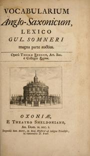 Cover of: Vocabularium anglo-saxonicum: lexico Gul. Somneri magna parte auctius