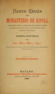 Cover of: Santa María de Monasterio de Ripoll ... by José Maria Pellicer y Pages