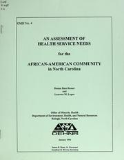 Cover of: An assessment of health service needs for the African-American community in North Carolina