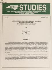 Cover of: Patterns in maternal mortality related to induced abortion in North Carolina, 1963-1987 by Robert E. Meyer