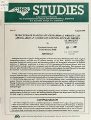 Cover of: Predictors of inadequate gestational weight gain among African Americans and non-Hispanic whites by Elizabeth Barnett