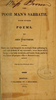 Cover of: The poor man's Sabbath: with other poems