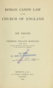 Roman canon law in the church of England by Frederic William Maitland