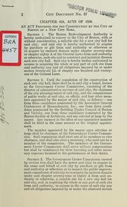 Cover of: An act providing for the construction by the city of Boston of a new city hall by Massachusetts. General Court.