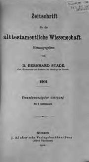 Cover of: Zeitschrift für die alttestamentliche Wissenschaft