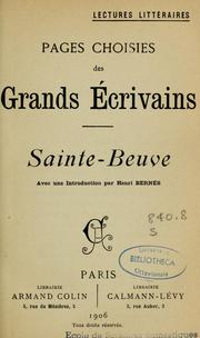 Cover of: Pages choisies des grands écrivains by Charles Augustin Sainte-Beuve