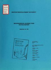 Cover of: Neighborhood housing fund status report