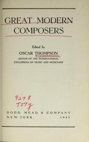 Cover of: Great modern composers