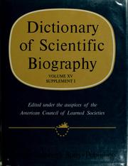 Cover of: Dictionary of scientific biography: Supplement I