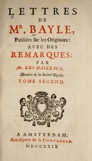 Cover of: Lettres de Mr. Bayle by Pierre Bayle