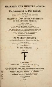 Cover of: Shakspeare's himself again by Andrew Becket, Andrew Becket