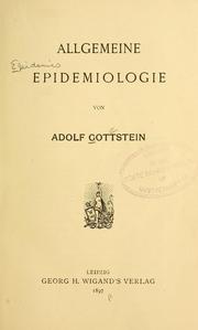 Cover of: Allgemeine Epidemiologie