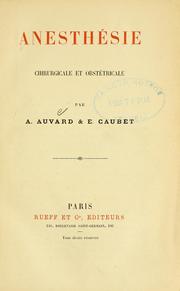 Cover of: Anesthésie: chirurgicale et obstétricale