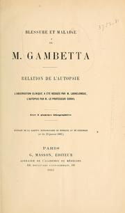 Cover of: Blessure et maladie de M. Gambetta by 