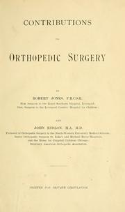 Cover of: Contributions to orthopedic surgery