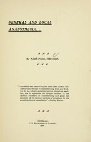 Cover of: General and local anaesthesia