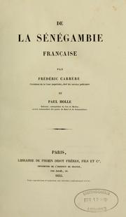 Cover of: De la Sénégambie française