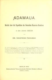 Cover of: Adamaua: Bericht über die Expedition des Deutschen Kamerun-Komitees in den Jahren 1893/94