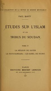 Cover of: Études sur l'Islam et les tribus du Soudan ...