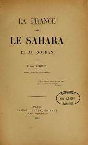 Cover of: La France dans le Sahara et au Soudan