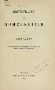 Cover of: Grundfragen der Homerkritik