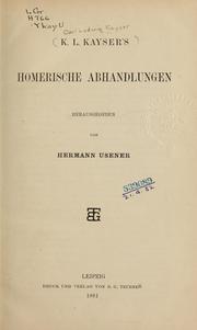 Cover of: Homerische Abhandlungen