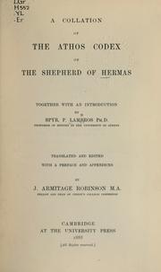 Cover of: A collation of the Athos Codex of The shepherd of Hermas