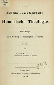 Cover of: Homerische Theologie by Karl Friedrich von Nägelsbach