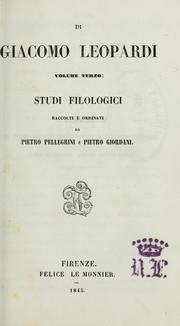 Cover of: Studi filosofici by Giacomo Leopardi