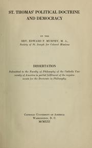 Cover of: St. Thomas' political doctrine and democracy