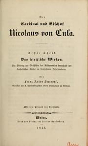 Cover of: Der cardinal and bischof Nicolaus von Cusa als reformator in kirche: reich und philosophie des fünfzehnten jahrhunderts