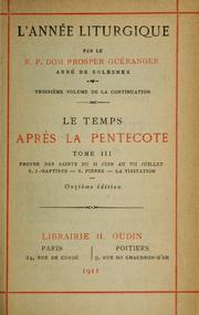 Cover of: L'Année liturgique