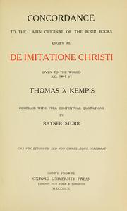 Cover of: Concordance to the Latin original of the four books known as De imitatione Christi given to the world
