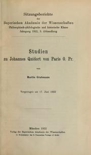 Cover of: Studien zu Johannes Quidort von Paris, O. Pr by Grabmann, Martin