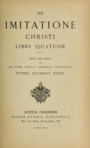 Cover of: De imitatione Christi: libri quatuor novis curtis edidit