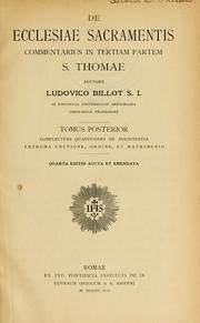 Cover of: De ecclesiae sacramentis by Louis Billot