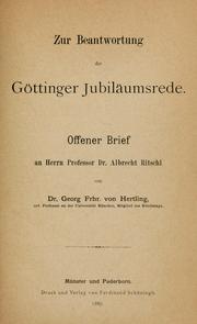 Cover of: Zur Beantwortung der Göttinger Jubiläumsrede: offener Brief an Albrecht Ritschl