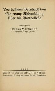 Cover of: Über die Gottesliebe by Saint Bernard of Clairvaux