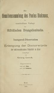 Cover of: Die Homiliensammlung des Paulus Diakonus by Georg Karl Ludwig Heinrich Loeck