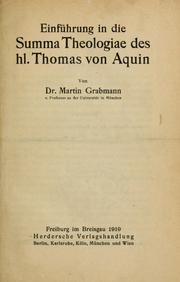 Cover of: Einführung in die Summa theologiae des heiligen Thomas von Aquin