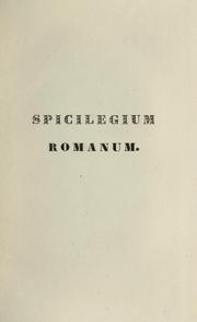 Cover of: Spicilegium romanum ...