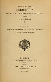 Cover of: Chronicon anonymi auctoris ad annum Christi 1234 pertinens