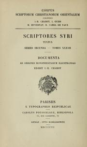 Cover of: Documenta ad origines Monophysitarum illustrandos