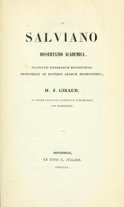 Cover of: De Salviano by H.J. Giraud, H.J. Giraud