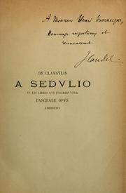 Cover of: De clausulis A Sedulio in eis libris qui inscribuntur Paschale opus adhibitis