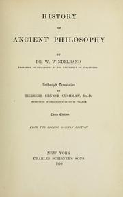 Cover of: History of ancient philosophy